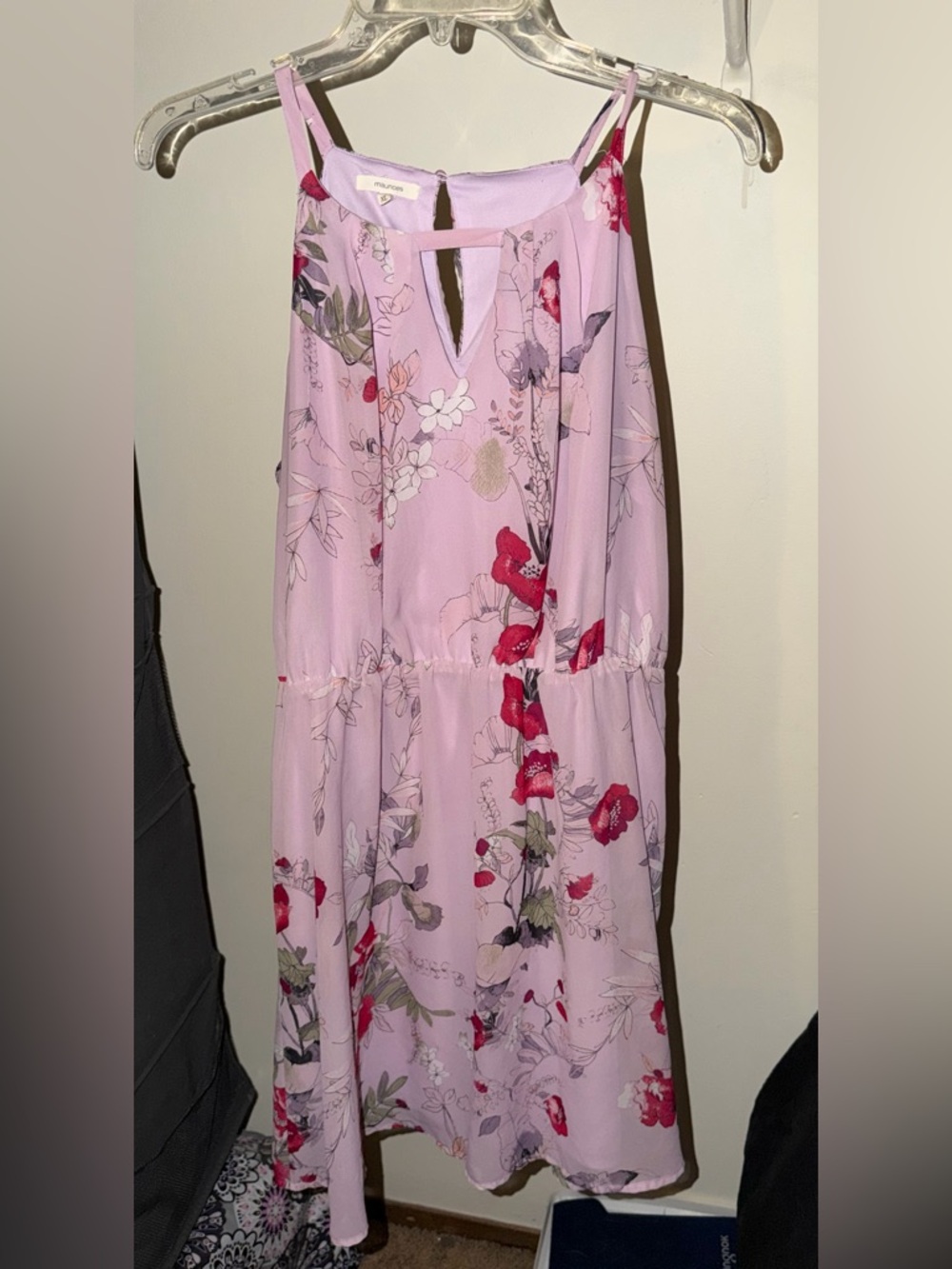 Maurices Lilac Floral Slip Dress with Delicate Pink Accents